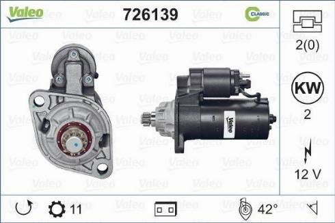 Valeo 726139 - Käynnistinmoottori inparts.fi