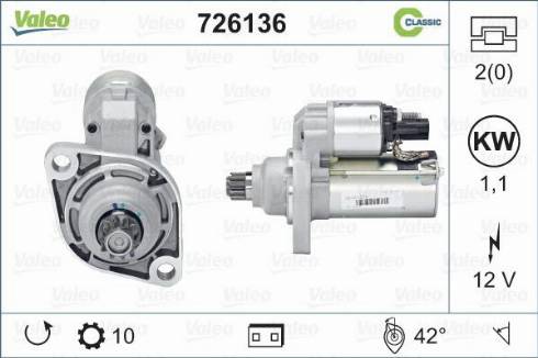 Valeo 726136 - Käynnistinmoottori inparts.fi