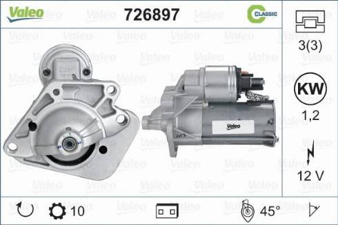 Valeo 726897 - Käynnistinmoottori inparts.fi