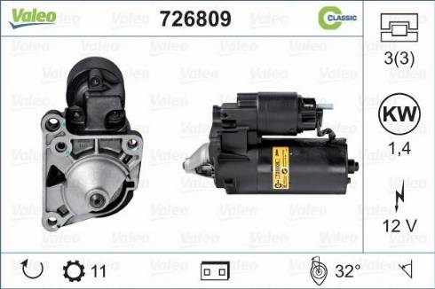 Valeo 726809 - Käynnistinmoottori inparts.fi