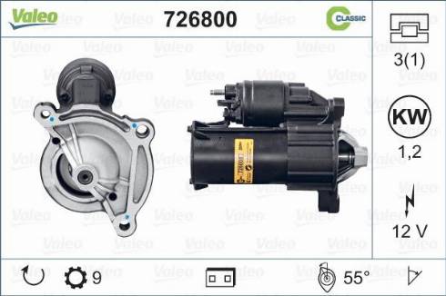 Valeo 726800 - Käynnistinmoottori inparts.fi