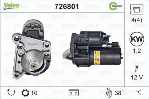 Valeo 726801 - Käynnistinmoottori inparts.fi