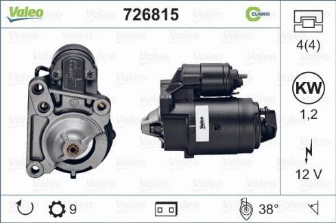 Valeo 726815 - Käynnistinmoottori inparts.fi