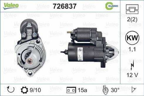 Valeo 726837 - Käynnistinmoottori inparts.fi