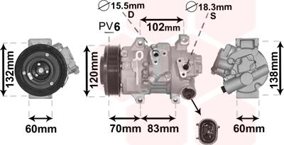 Van Wezel 5300K627 - Kompressori, ilmastointilaite inparts.fi