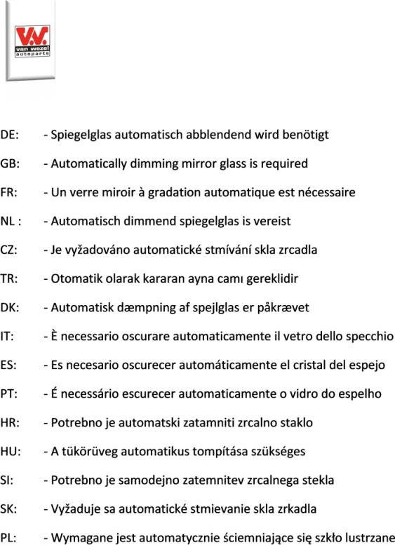 Van Wezel 0346825 - Ulkopeili inparts.fi