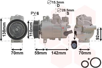 Van Wezel 0300K181 - Kompressori, ilmastointilaite inparts.fi