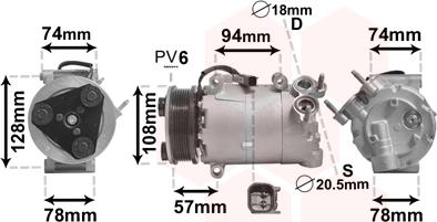 Van Wezel 1800K450 - Kompressori, ilmastointilaite inparts.fi