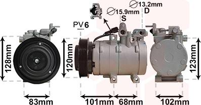 Van Wezel 8200K123 - Kompressori, ilmastointilaite inparts.fi