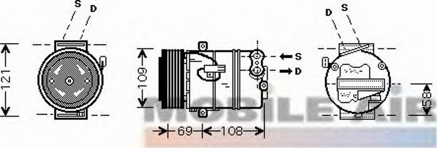 Van Wezel 3700K445 - Kompressori, ilmastointilaite inparts.fi