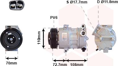 Van Wezel 3700K419 - Kompressori, ilmastointilaite inparts.fi