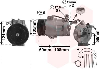 Van Wezel 3700K427 - Kompressori, ilmastointilaite inparts.fi