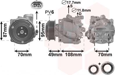 Van Wezel 3700K668 - Kompressori, ilmastointilaite inparts.fi