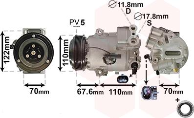 Van Wezel 3700K606 - Kompressori, ilmastointilaite inparts.fi