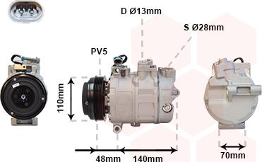 Van Wezel 3700K356 - Kompressori, ilmastointilaite inparts.fi