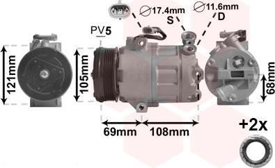 Van Wezel 3700K316 - Kompressori, ilmastointilaite inparts.fi