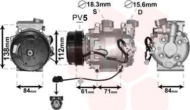 Van Wezel 2500K275 - Kompressori, ilmastointilaite inparts.fi