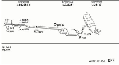 Walker ADK019616AA - Pakoputkisto inparts.fi