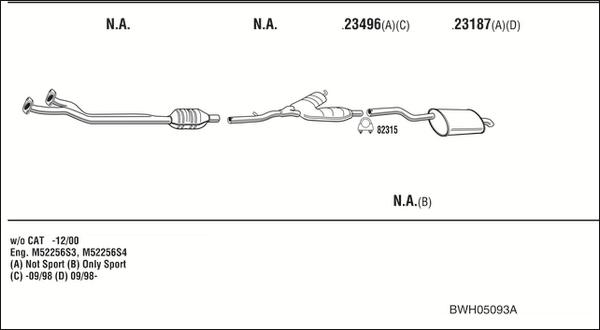 Walker BWH05093A - Pakoputkisto inparts.fi