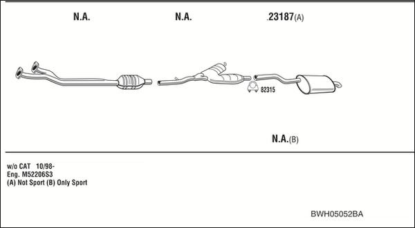 Walker BWH05052BA - Pakoputkisto inparts.fi