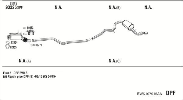 Walker BWK107915AA - Pakoputkisto inparts.fi