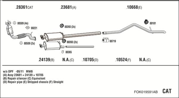 Walker FOK019591AB - Pakoputkisto inparts.fi