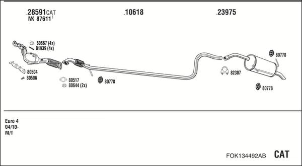 Walker FOK134492AB - Pakoputkisto inparts.fi