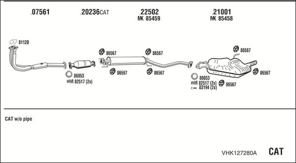 Walker VHK127280A - Pakoputkisto inparts.fi