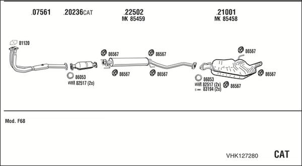 Walker VHK127280 - Pakoputkisto inparts.fi