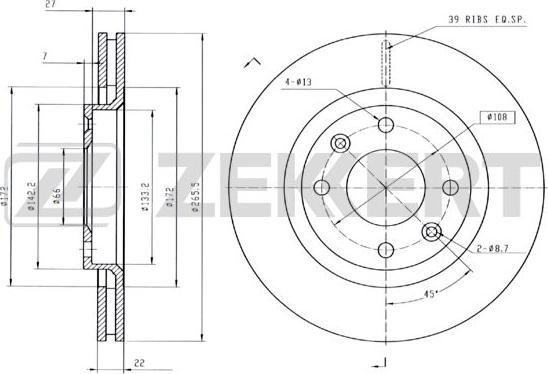 Zekkert BS-5028B - Jarrulevy inparts.fi