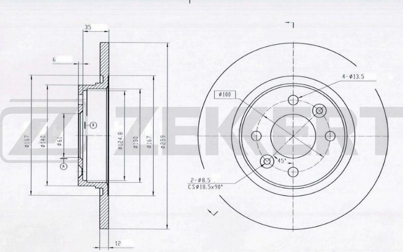 Zekkert BS-5179B - Jarrulevy inparts.fi