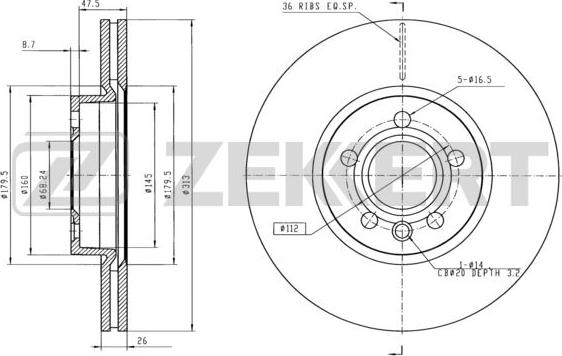 Zekkert BS-5846 - Jarrulevy inparts.fi