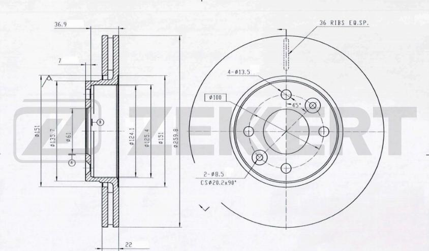 Zekkert BS-5231B - Jarrulevy inparts.fi