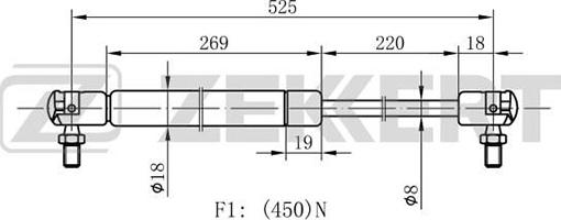 Zekkert GF-1413 - Kaasujousi, tavaratila inparts.fi