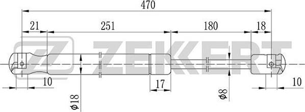 Zekkert GF-1432 - Kaasujousi, tavaratila inparts.fi