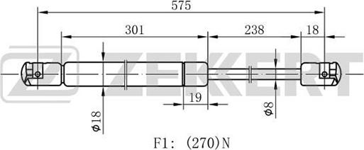 Zekkert GF-1741 - Kaasujousi, konepelti inparts.fi