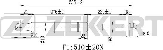 Zekkert GF-1722 - Kaasujousi, tavaratila inparts.fi