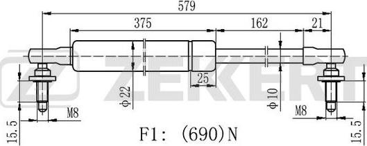 Zekkert GF-2159 - Kaasujousi, tavaratila inparts.fi