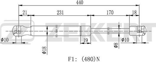 Zekkert GF-2155 - Kaasujousi, tavaratila inparts.fi