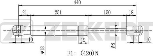 Zekkert GF-2165 - Kaasujousi, tavaratila inparts.fi