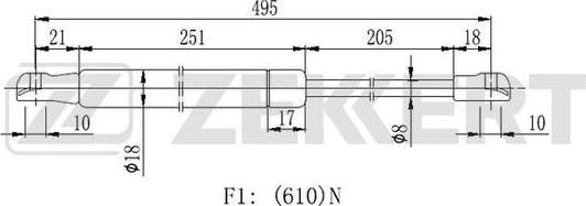 Zekkert GF-2117 - Kaasujousi, tavaratila inparts.fi