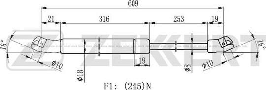 Zekkert GF-2172 - Kaasujousi, tavaratila inparts.fi