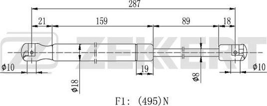 Zekkert GF-2321 - Kaasujousi, tavaratila inparts.fi