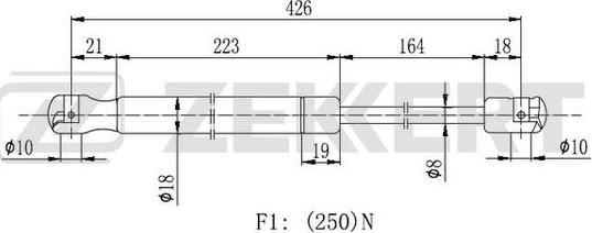 Zekkert GF-2299 - Kaasujousi, konepelti inparts.fi