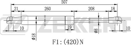 Zekkert GF-2203 - Kaasujousi, tavaratila inparts.fi