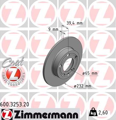 Zimmermann 600.3253.20 - Jarrulevy inparts.fi