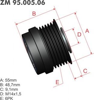 ZM ZM 95.005.06 - Hihnapyörä, laturi inparts.fi