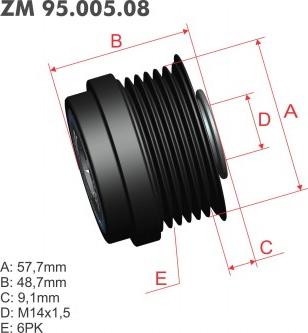 ZM ZM 95.005.08 - Hihnapyörä, laturi inparts.fi