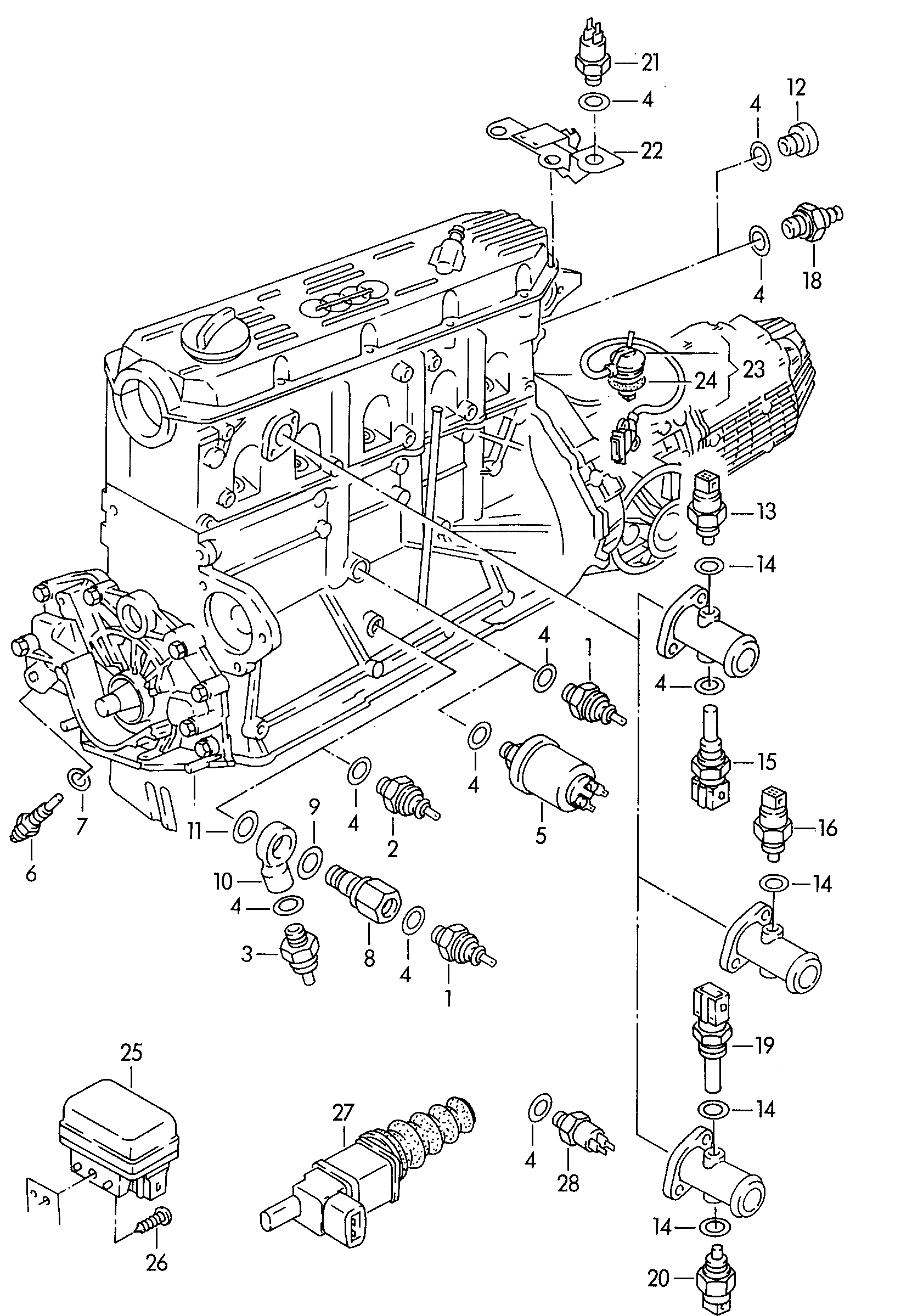 FORD 034906161 - Tunnistin, jäähdytysnesteen lämpötila inparts.fi