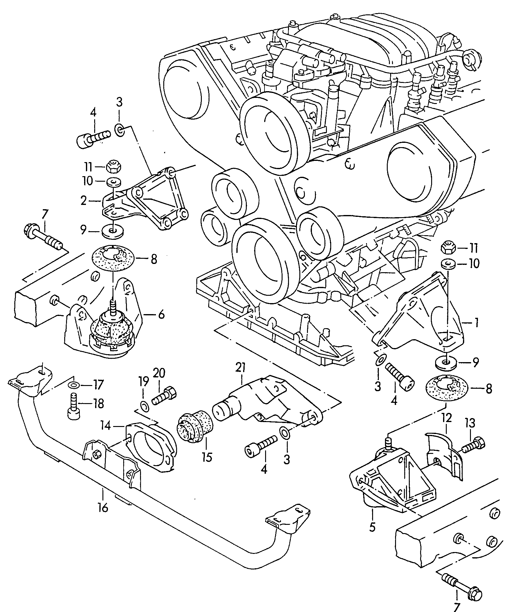 VW 4A0 199 351 B - Moottorin tuki inparts.fi